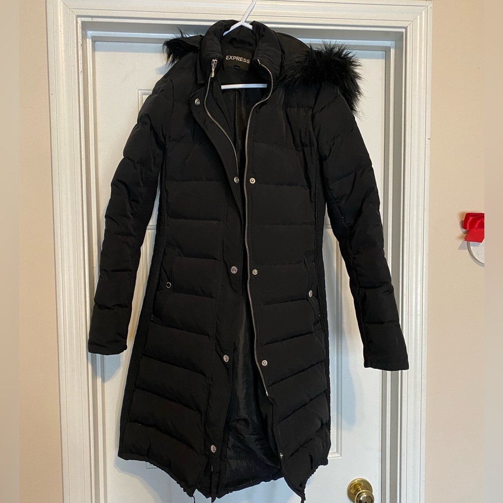 Express black puffer coat jacket